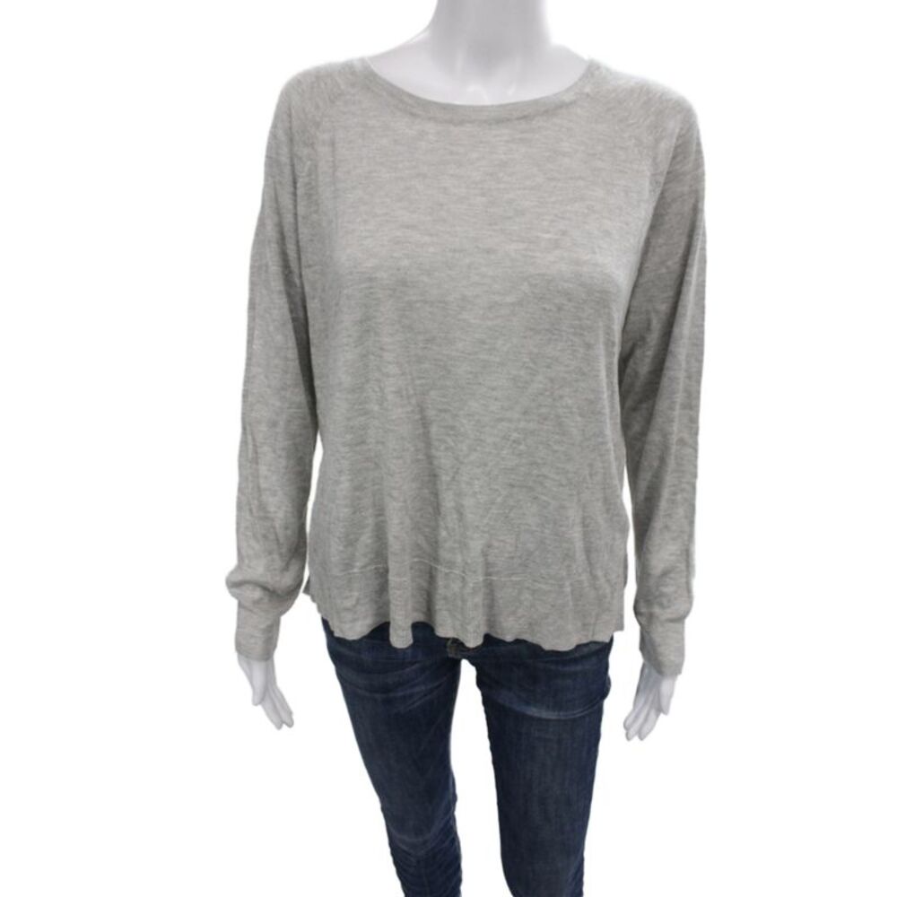 Zara Womens Pullover Sweater Gray Viscose Round Neck Long Sleeve Casual Size M